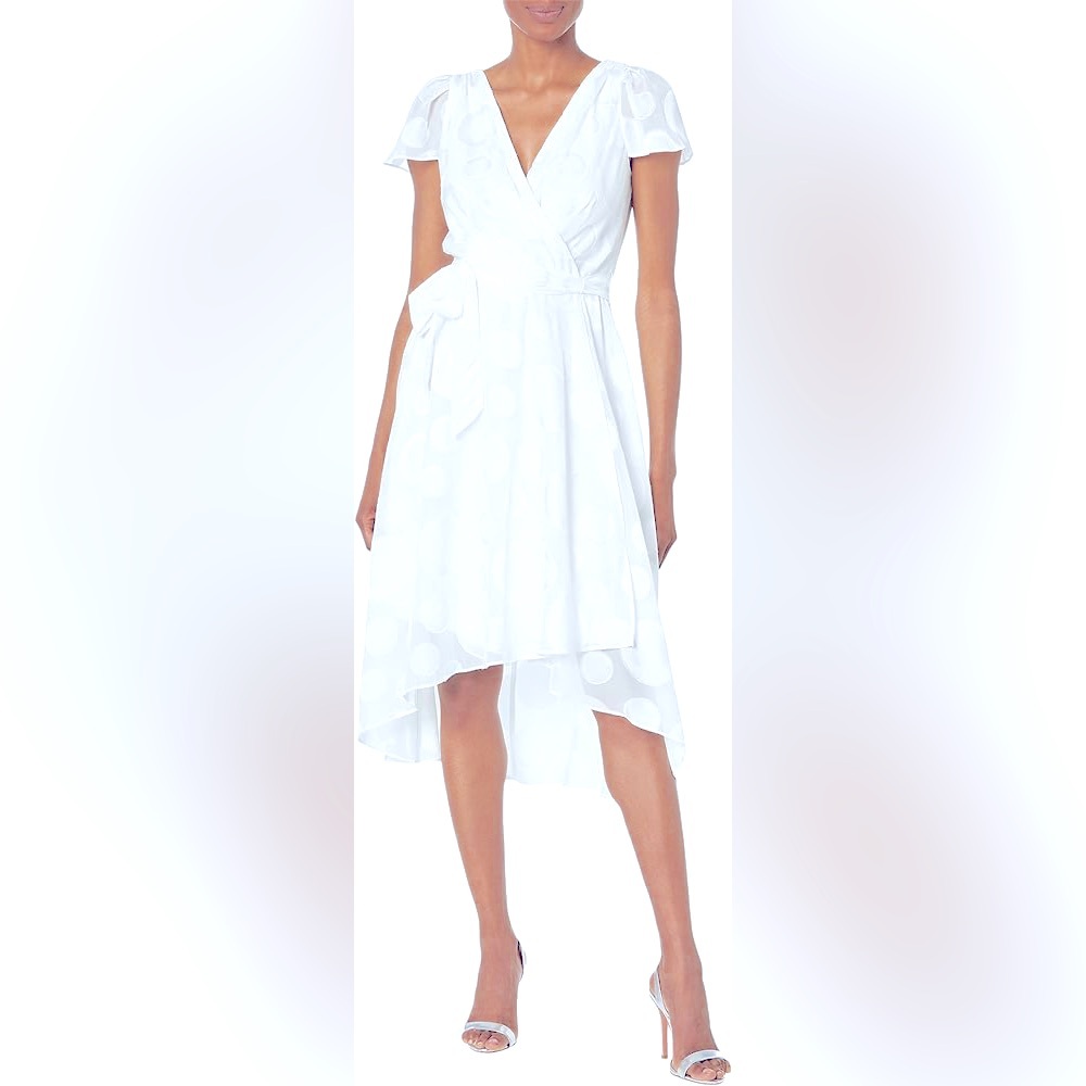 DKNY flutter sleeve faux wrap dress size 8